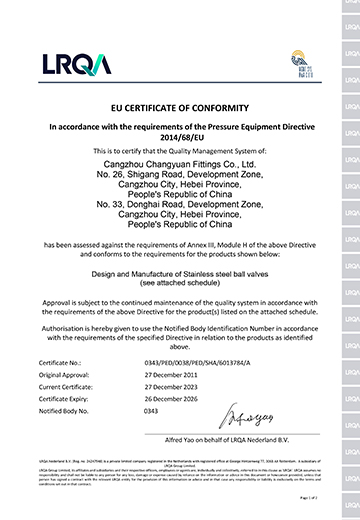 PED Certificate